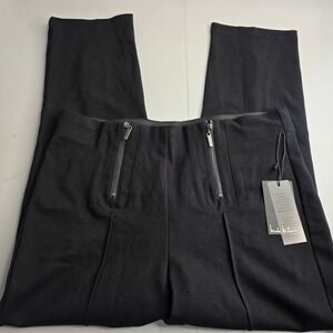 NWT Nicole Miller L Black Ponte Pant Zipper Detail Stretch Dressy Office Cn-2603